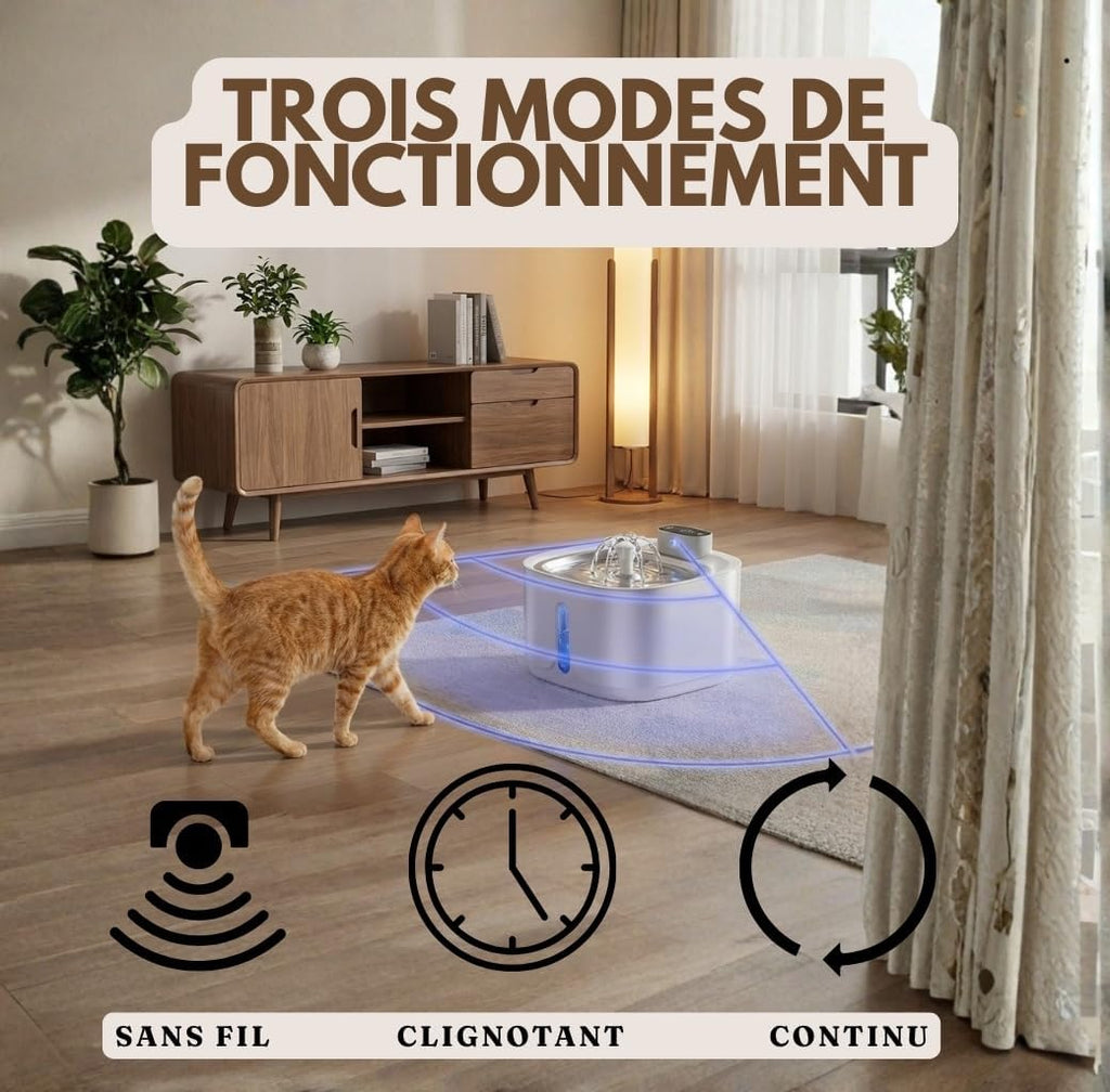 Fontaine D'Eau Pour Animaux De Compagnie, 3,2 L, Distributeur Automatique Avec Capteur, Filtration Multiple, Rechargeable USB, Silencieux