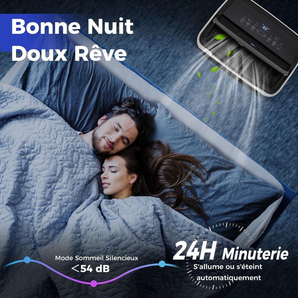 Climatiseur Mobile 12000 BTU 4 En 1 Refroidissement Chauffage Ventilateur Déshumidificateur Minuterie 24H Pour Jusqu'À 42M²