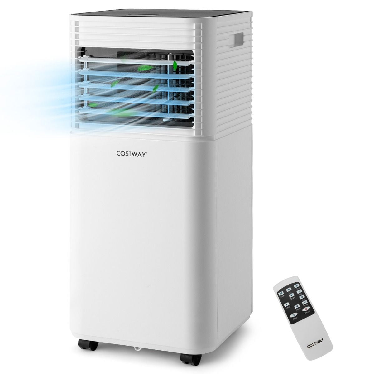 Climatiseur Mobile 4 En 1 Refroidissement Déshumidification Ventilateur 7000BTU 2 Vitesses Mode Veille Minuterie 24 H Noir/Blanc