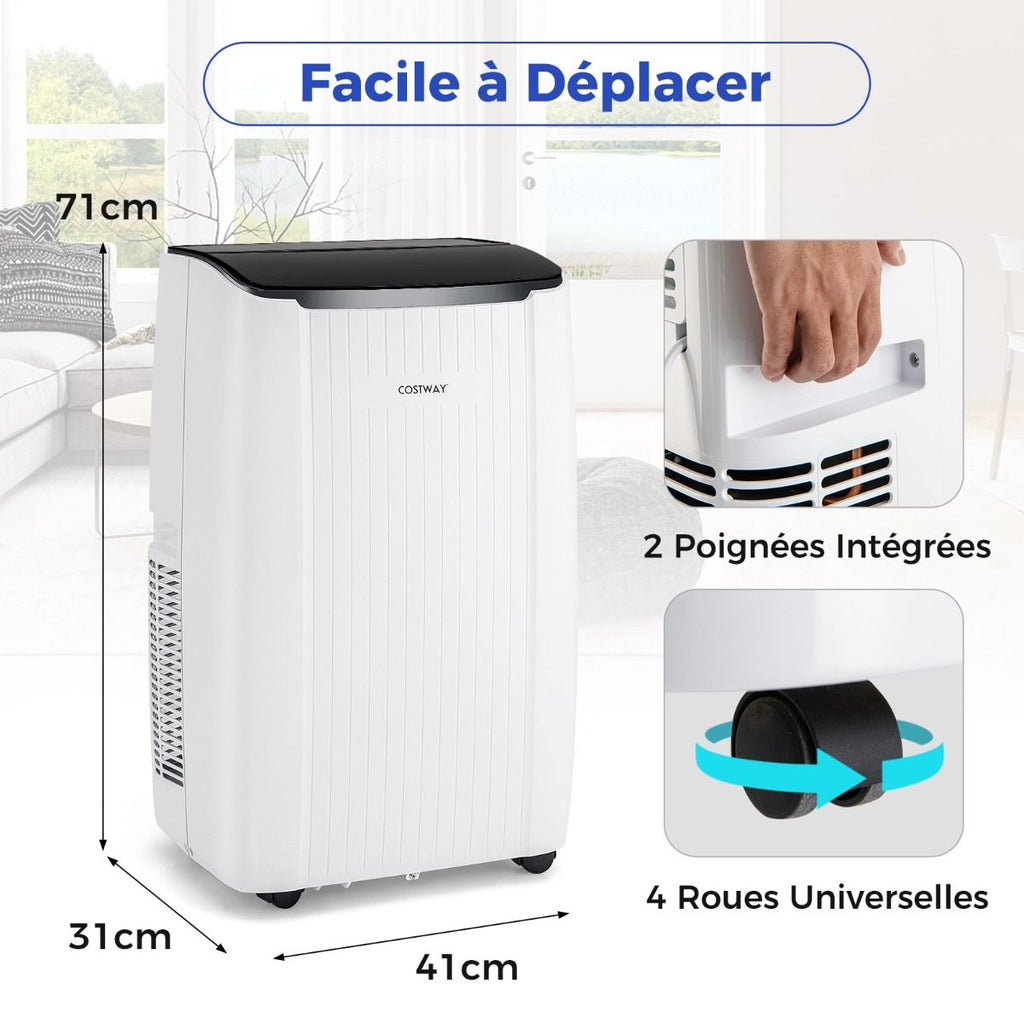 Climatiseur Mobile 12000 BTU 4 En 1 Refroidissement Chauffage Ventilateur Déshumidificateur Minuterie 24H Pour Jusqu'À 42M²