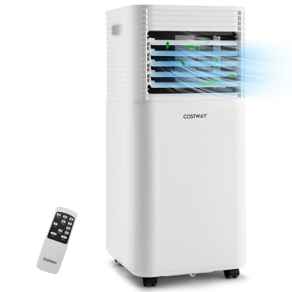Climatiseur Mobile 4 En 1 Refroidissement Déshumidification Ventilateur 7000BTU 2 Vitesses Mode Veille Minuterie 24 H Noir/Blanc
