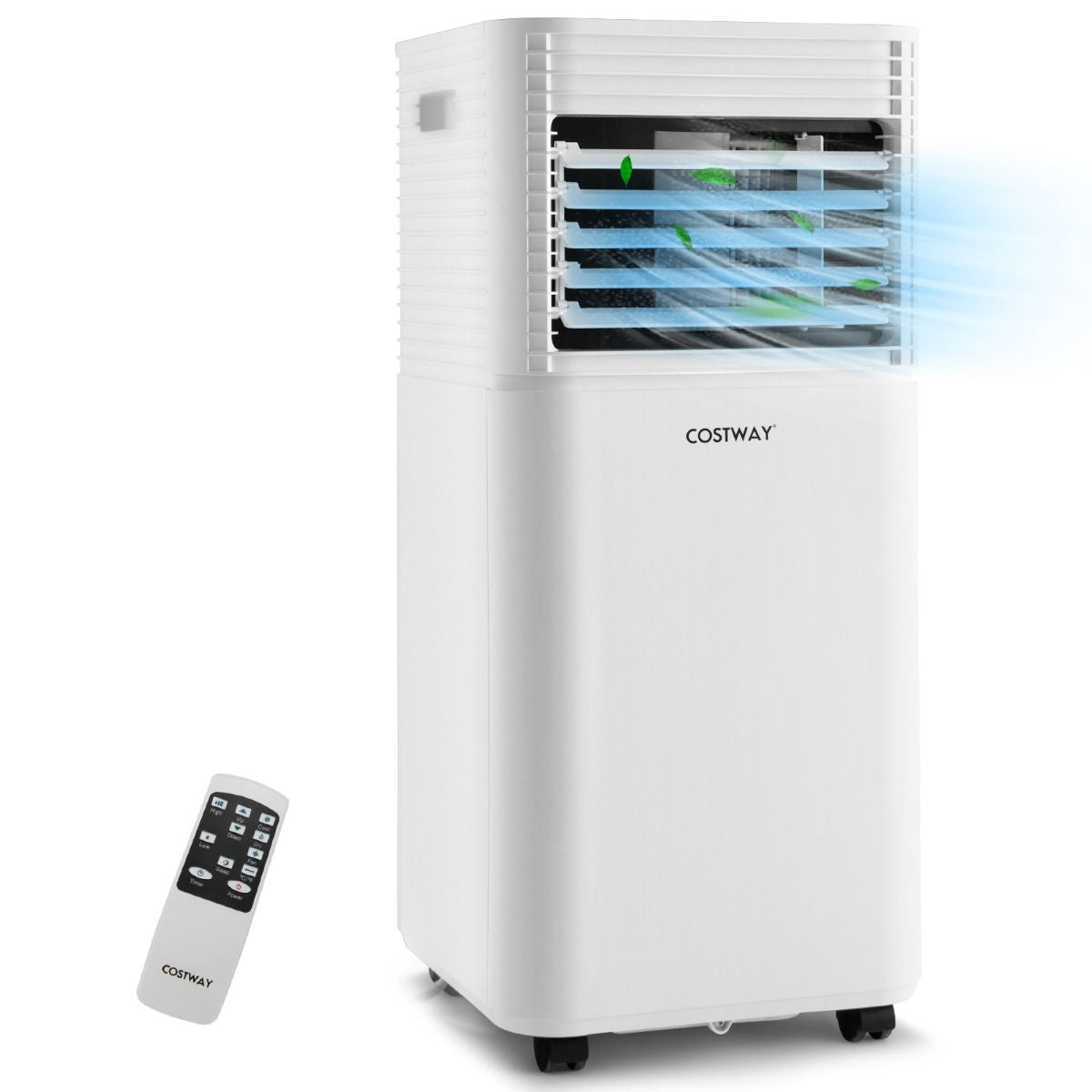 Climatiseur Mobile 4 En 1 Refroidissement Déshumidification Ventilateur 7000BTU 2 Vitesses Mode Veille Minuterie 24 H Noir/Blanc
