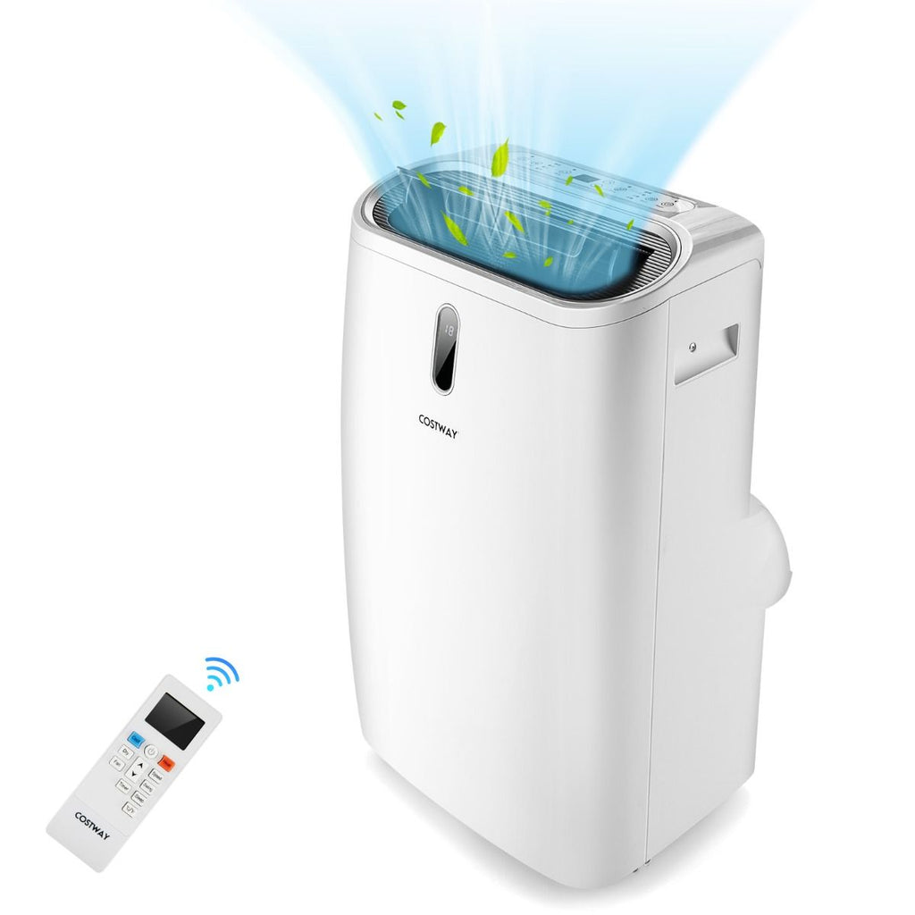 5 En 1 Climatiseur Mobile 16 À 32℃ 16000BTU R290 4 Modes Ventilateur Déshumidificateur Rafraîchisseur Et Chauffage Blanc